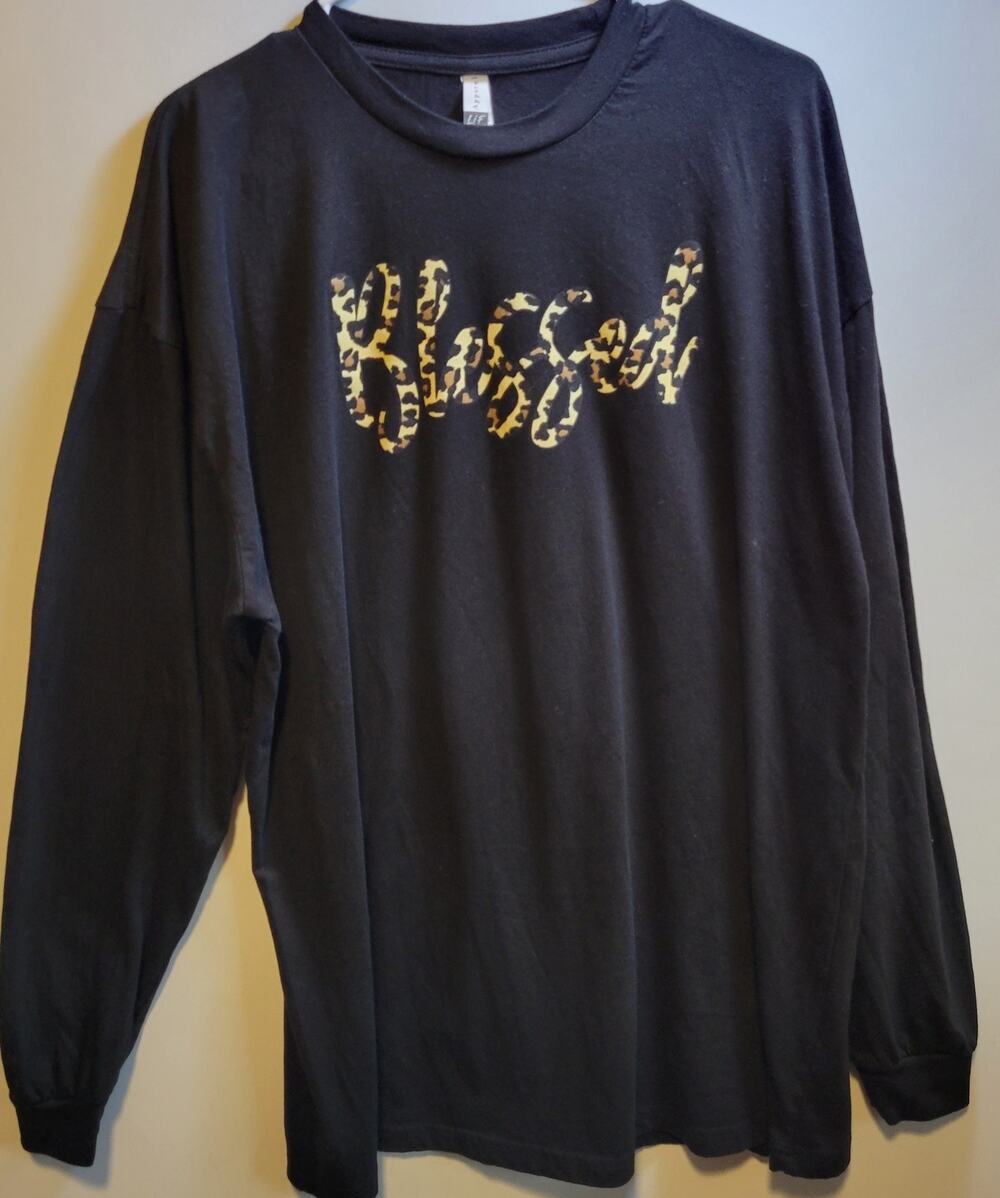 Faith-based Long-Sleeved Black Blessed Sleepshirt - Women's 2XL